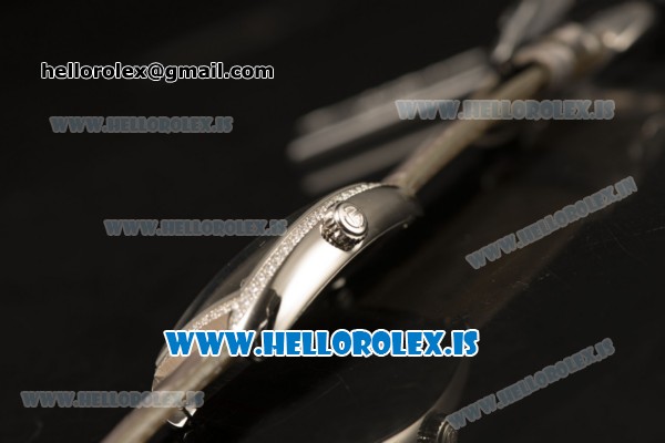 Franck Muller CINTR?E CURVEX Diamond Bezel With Grey Calfskin Strap Swiss Ronda 762 Quartz White Dial - Click Image to Close